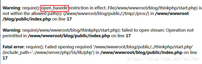 宝塔面板搭载ThinkPHP5.0项目关于open_basedir报错解决办法